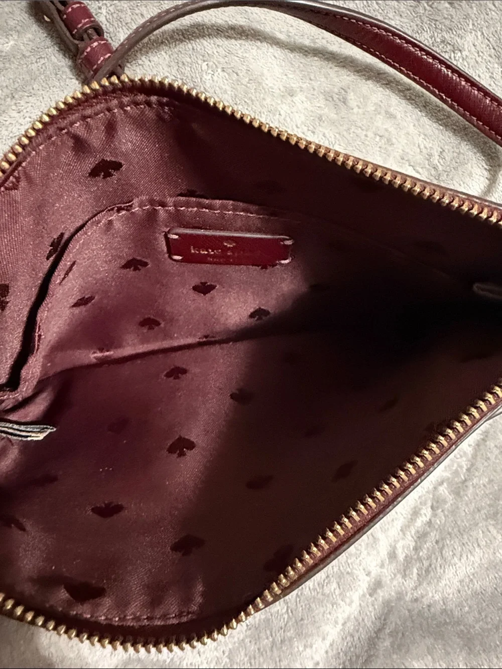 kate spade burgundy leather crossbody bag with gold hardware